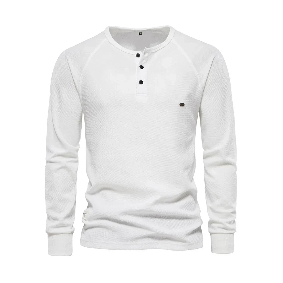 Men's Long Sleeve Button Neck Casual Shirt