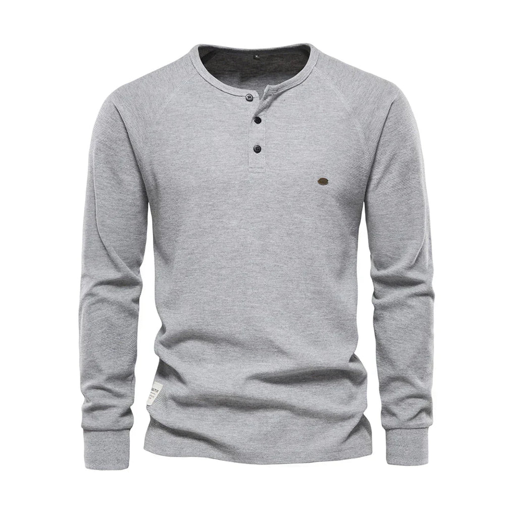 Men's Long Sleeve Button Neck Casual Shirt