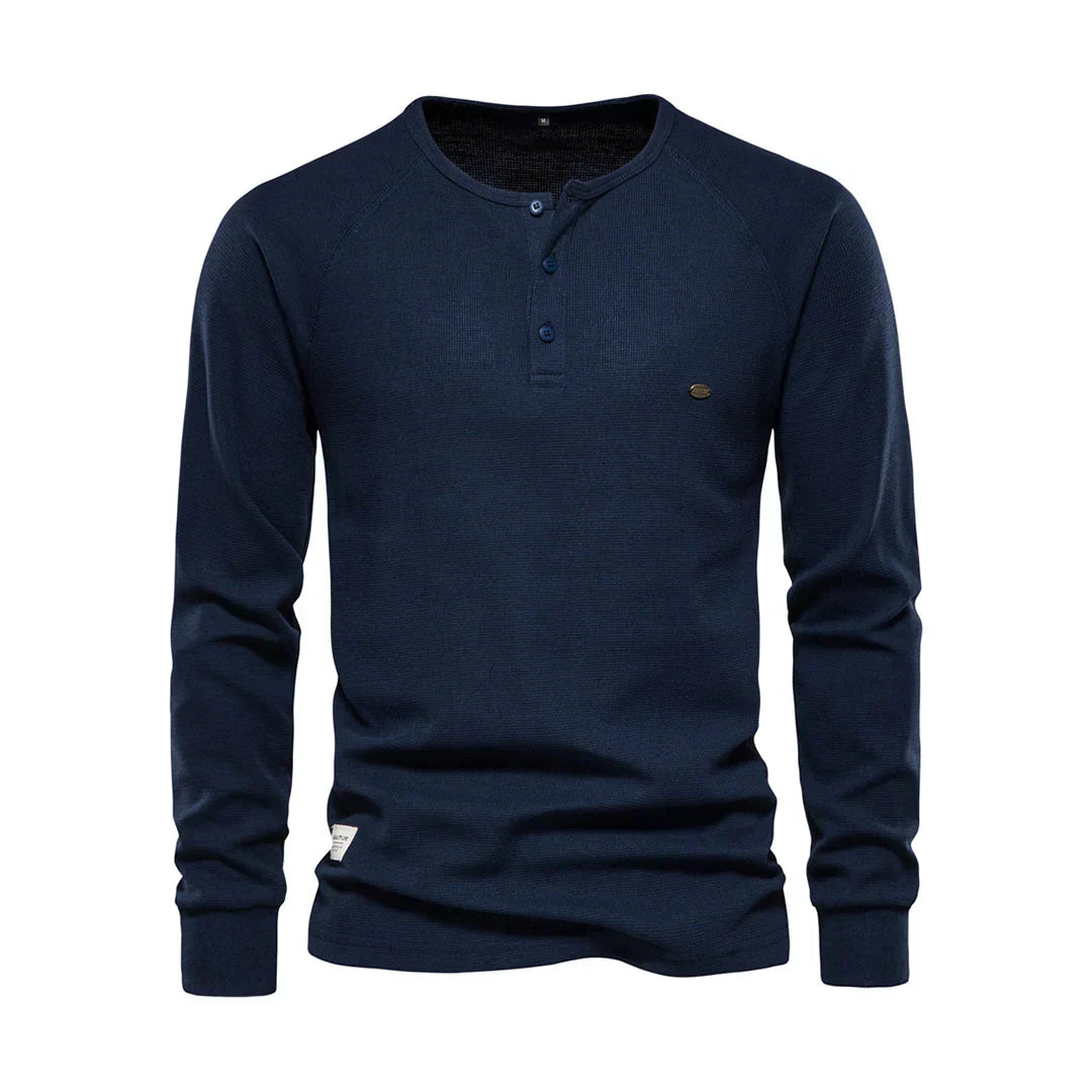 Men's Long Sleeve Button Neck Casual Shirt