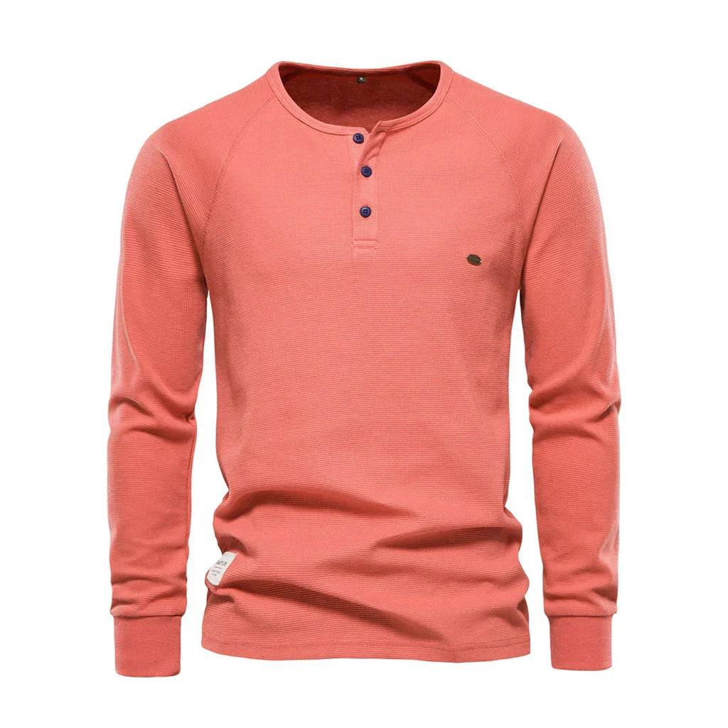 Men's Long Sleeve Button Neck Casual Shirt