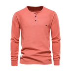 Men's Long Sleeve Button Neck Casual Shirt