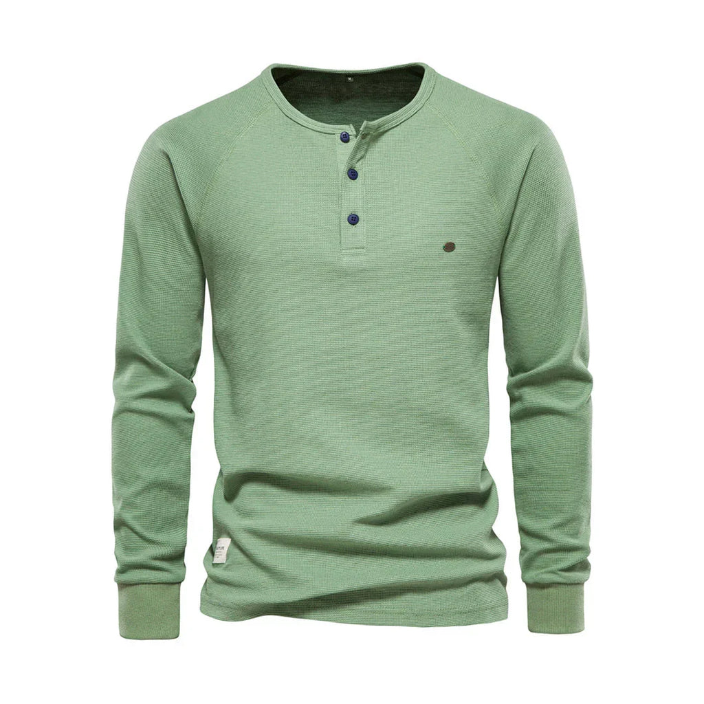 Men's Long Sleeve Button Neck Casual Shirt