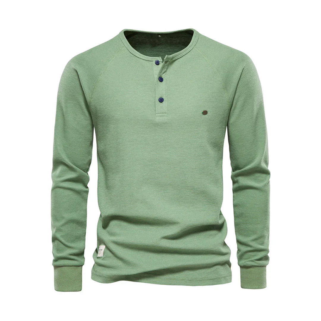 Men's Long Sleeve Button Neck Casual Shirt
