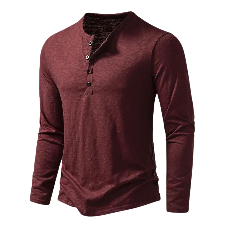 Casual Long Sleeve Henley Shirt for Daily Wear