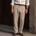 High Waist Pleated Trousers with Classic Styling