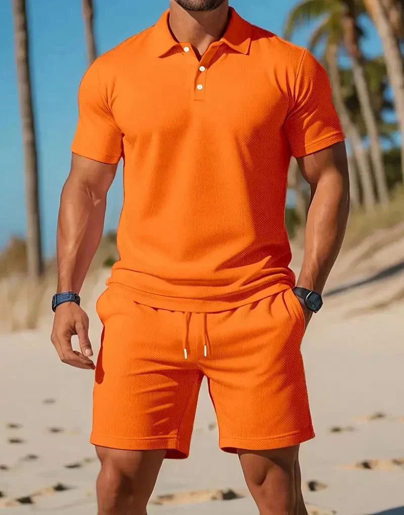 Relaxed Knit Polo and Shorts Set