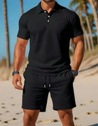 Relaxed Knit Polo and Shorts Set