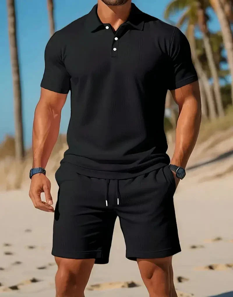 Relaxed Knit Polo and Shorts Set