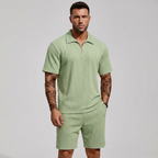 Men's Relaxed Textured Quarter-Zip Set