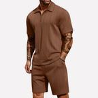 Men's Relaxed Textured Quarter-Zip Set