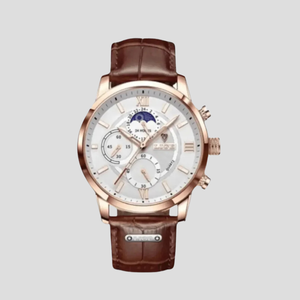 Men's Quartz Watch with Moon Phase Dial
