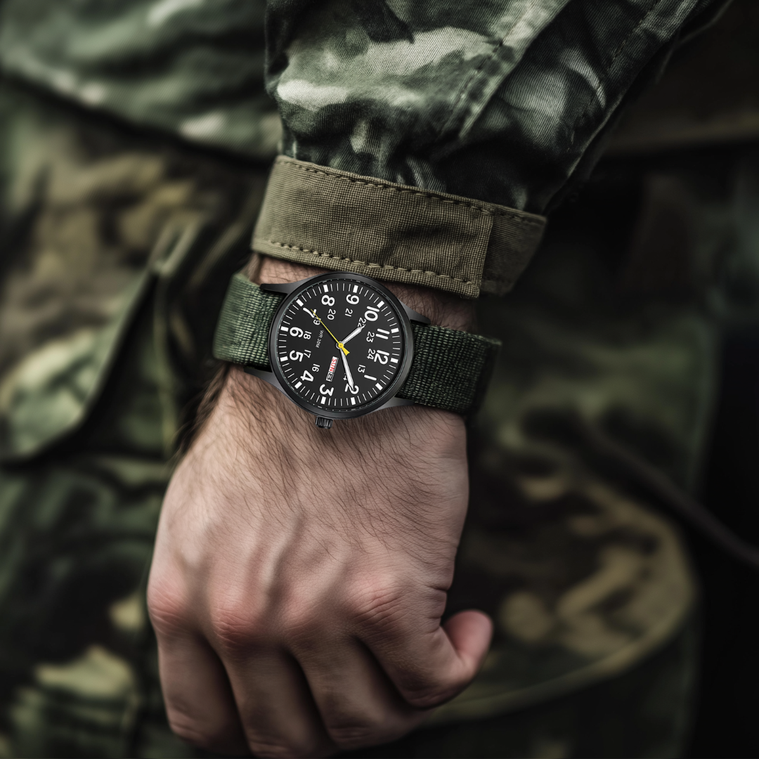 Niki | Men's Robust Outdoor Watch – Waterproof Military Style in Stainless Steel