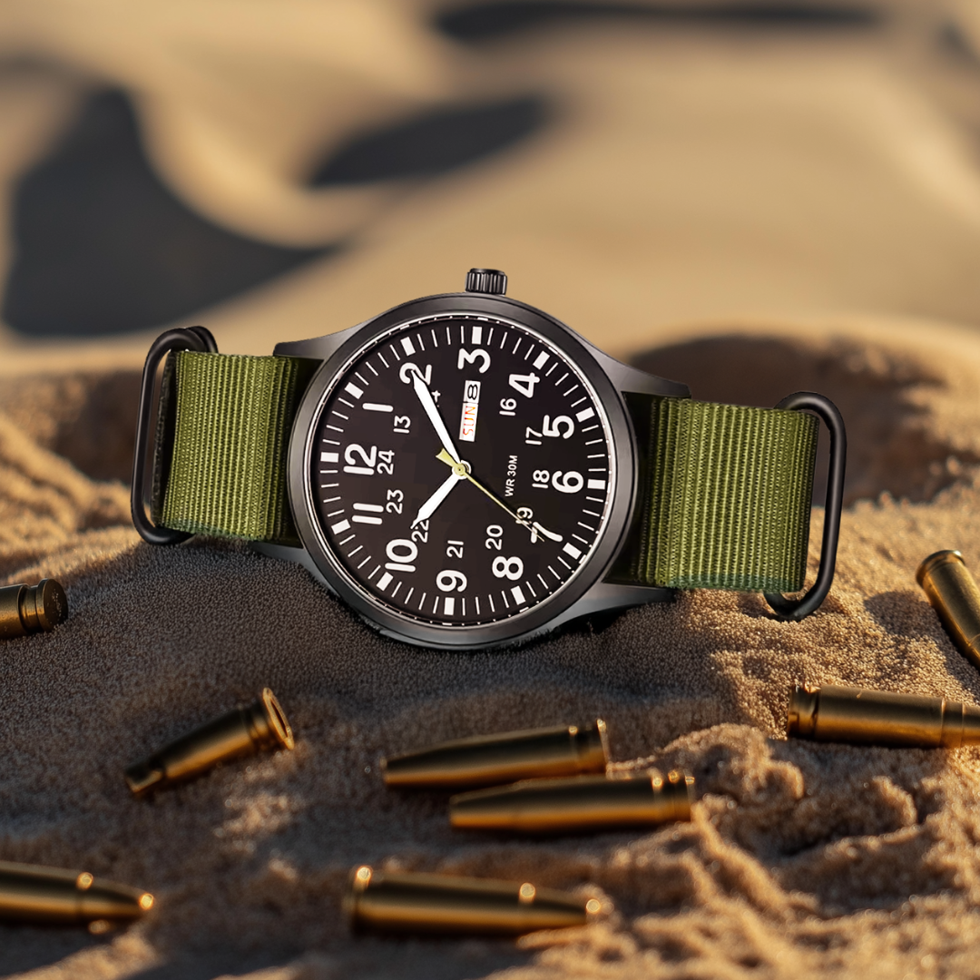 Niki | Men's Robust Outdoor Watch – Waterproof Military Style in Stainless Steel