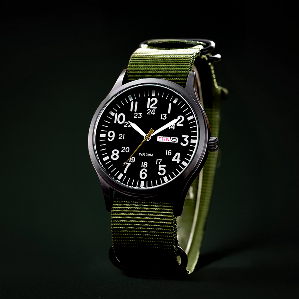 Niki | Men's Robust Outdoor Watch – Waterproof Military Style in Stainless Steel