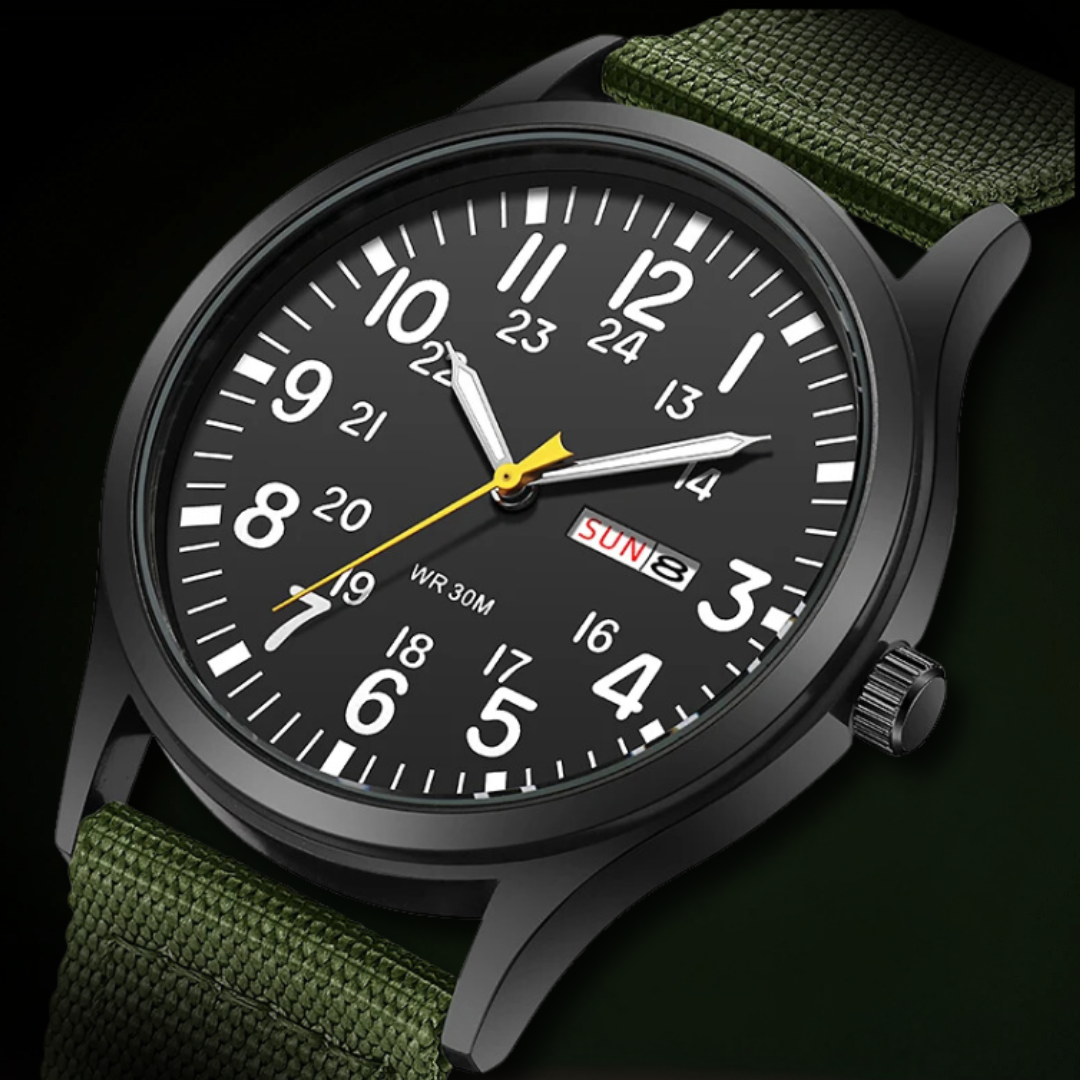 Niki | Men's Robust Outdoor Watch – Waterproof Military Style in Stainless Steel