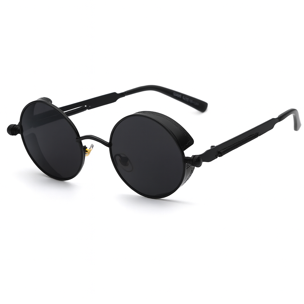 Men's Round Punk Sunglasses with Side Shields