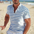 Men's Casual Striped Short Sleeve Polo Shirt