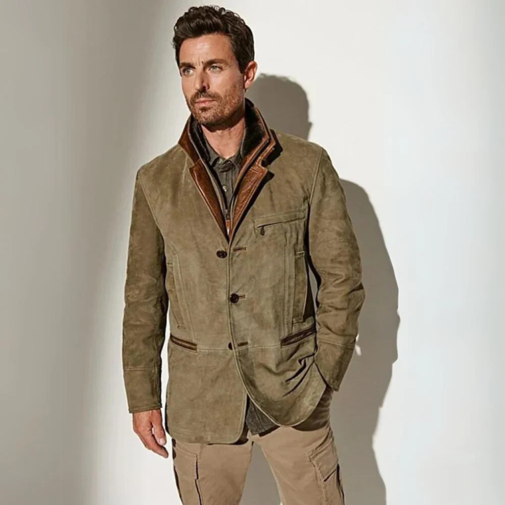 Niki | Men's Suede Blazer with Contrast Collar