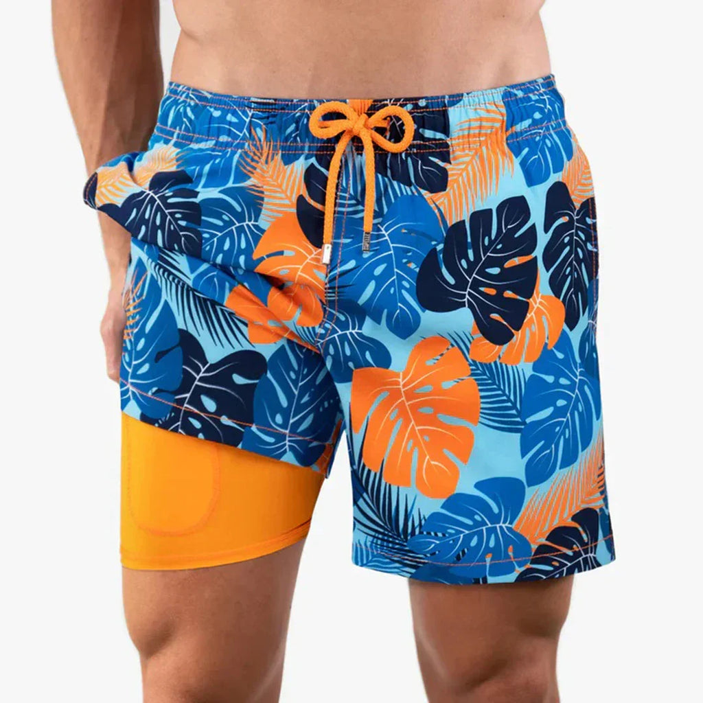 Men's Fast-Drying Swim Trunks with Built-in Brief