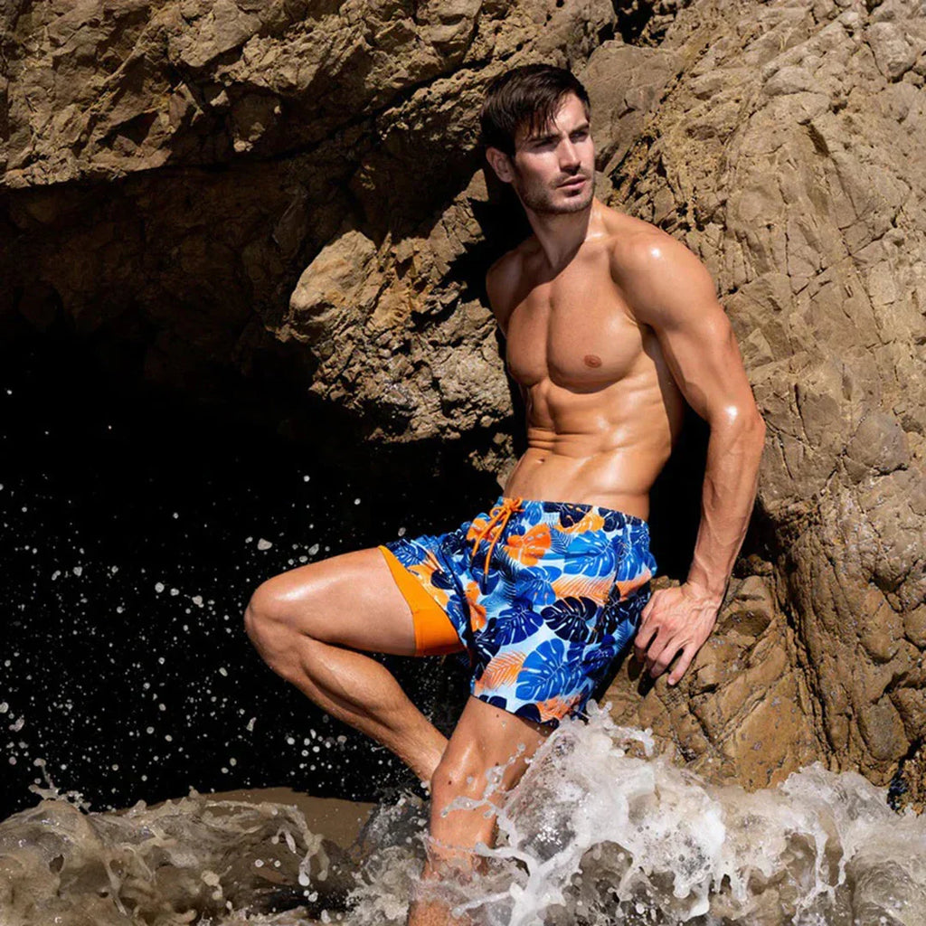 Men's Fast-Drying Swim Trunks with Built-in Brief