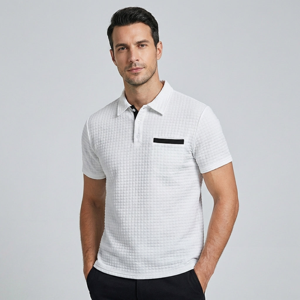 Men's Textured Pocketed Polo Shirt