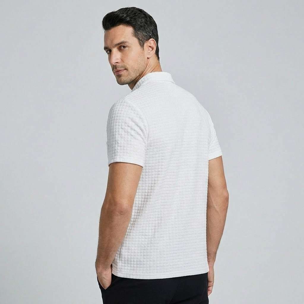 Men's Textured Pocketed Polo Shirt
