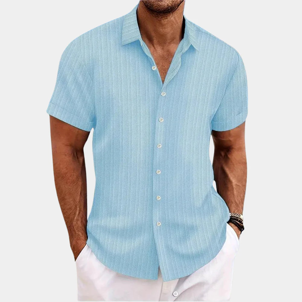 Men's Breathable Textured Button-Up Shirt