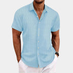 Men's Breathable Textured Button-Up Shirt