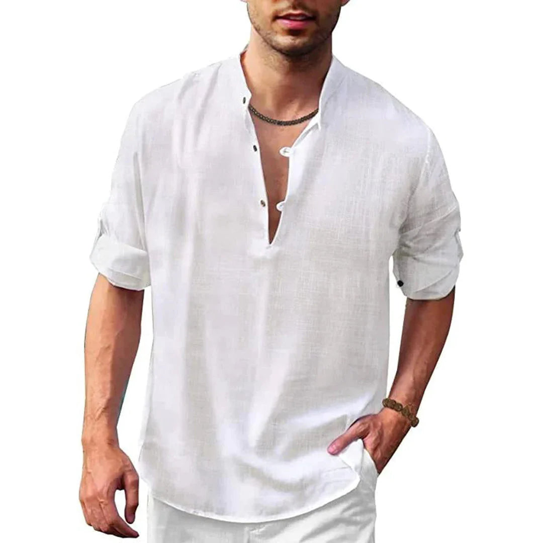 Men's Breathable Textured Button-Up Shirt
