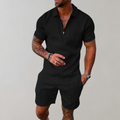 Men's Geometric Patterned Polo & Shorts Outfit