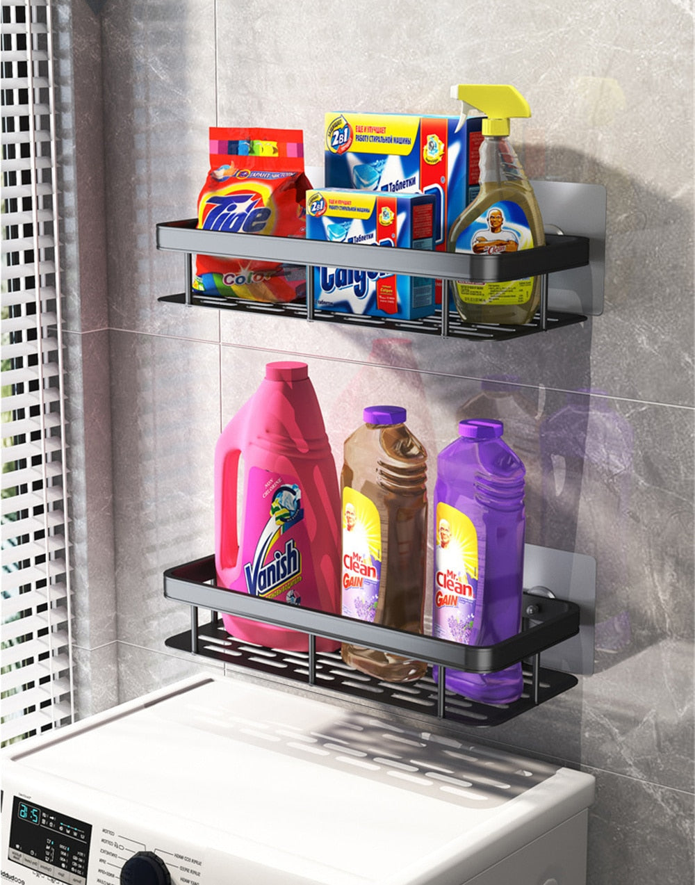 Niki | Metal Suction Cup Bathroom Shelves