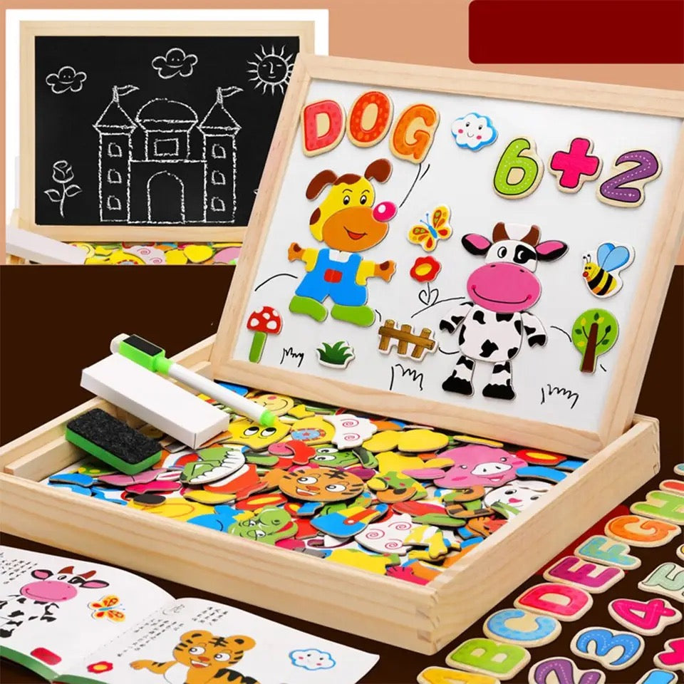 Niki | Montessori 2-in-1 Magnetic Board & Chalkboard for Kids