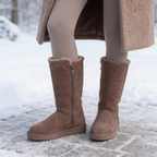Niki | Nina | Waterproof Suede Boots with Sheepskin & Side Zip