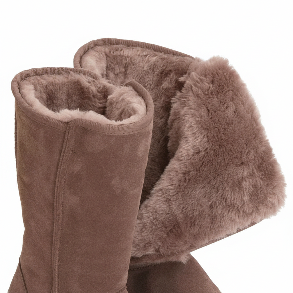 Niki | Nina | Waterproof Suede Boots with Sheepskin & Side Zip