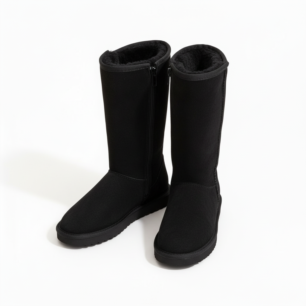 Niki | Nina | Waterproof Suede Boots with Sheepskin & Side Zip