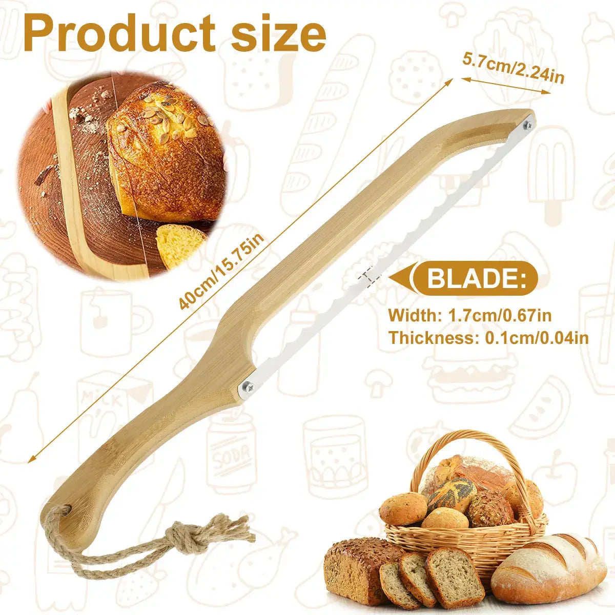 Niki | Sharp Serrated Knife for Baking with Wooden Handle