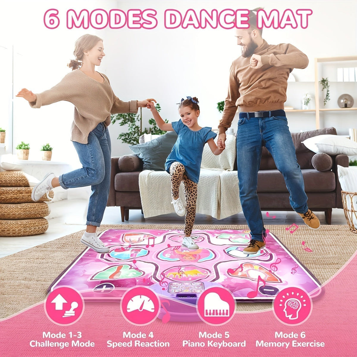 Niki | Pink Dance Mat for Kids with Scoring Function and Rhythmic Games – No TV – DanceFun Mat