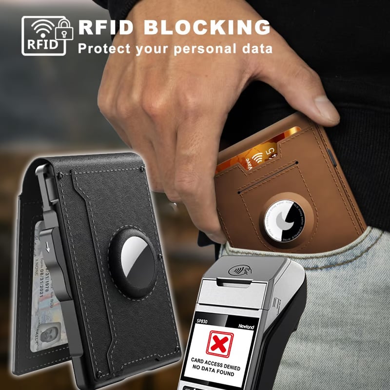 Niki | Pop Up aluminum bag Money Clip Slim Leather Slots Credit Card Holder RFID Blocking Bifold Minimalist Wallet