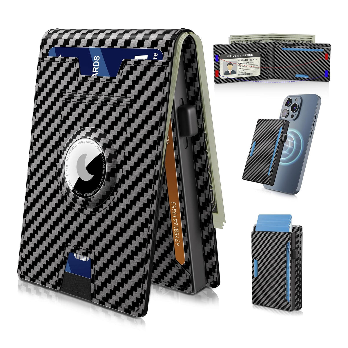 Niki | Pop Up aluminum bag Money Clip Slim Leather Slots Credit Card Holder RFID Blocking Bifold Minimalist Wallet