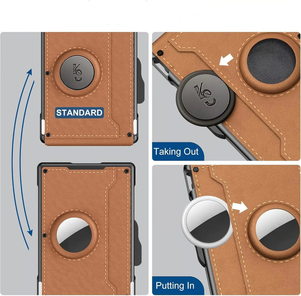 Niki | Pop Up aluminum bag Money Clip Slim Leather Slots Credit Card Holder RFID Blocking Bifold Minimalist Wallet