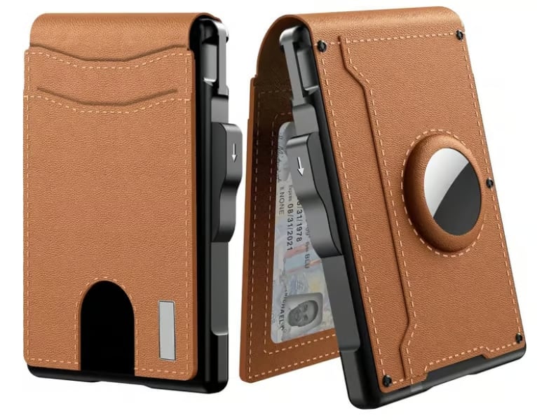 Niki | Pop Up aluminum bag Money Clip Slim Leather Slots Credit Card Holder RFID Blocking Bifold Minimalist Wallet