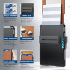 Niki | Pop Up aluminum bag Money Clip Slim Leather Slots Credit Card Holder RFID Blocking Bifold Minimalist Wallet
