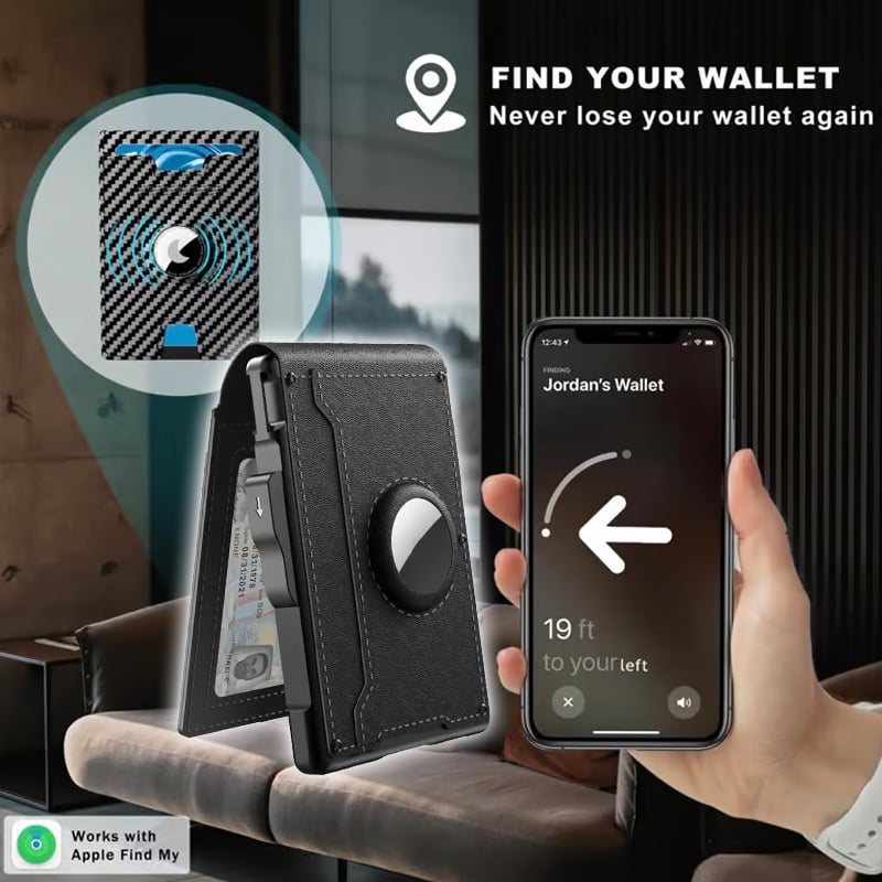 Niki | Pop Up aluminum bag Money Clip Slim Leather Slots Credit Card Holder RFID Blocking Bifold Minimalist Wallet