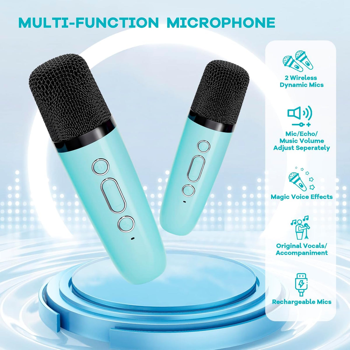Niki | Veylo Portable Karaoke Speaker with 2 Wireless Mics
