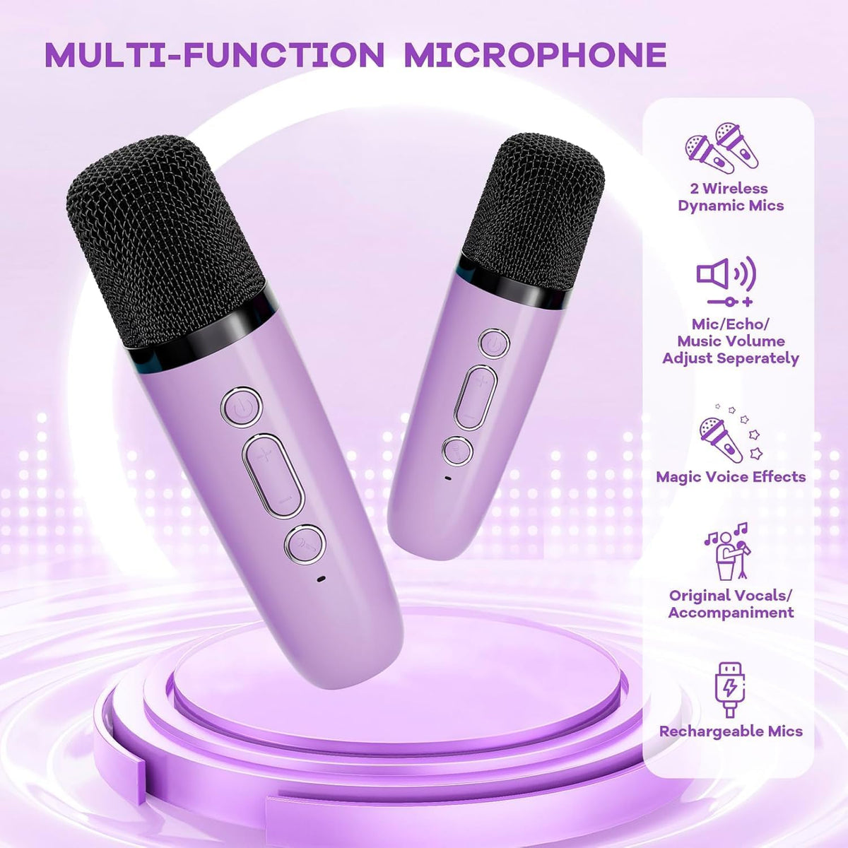 Niki | Veylo Portable Karaoke Speaker with 2 Wireless Mics