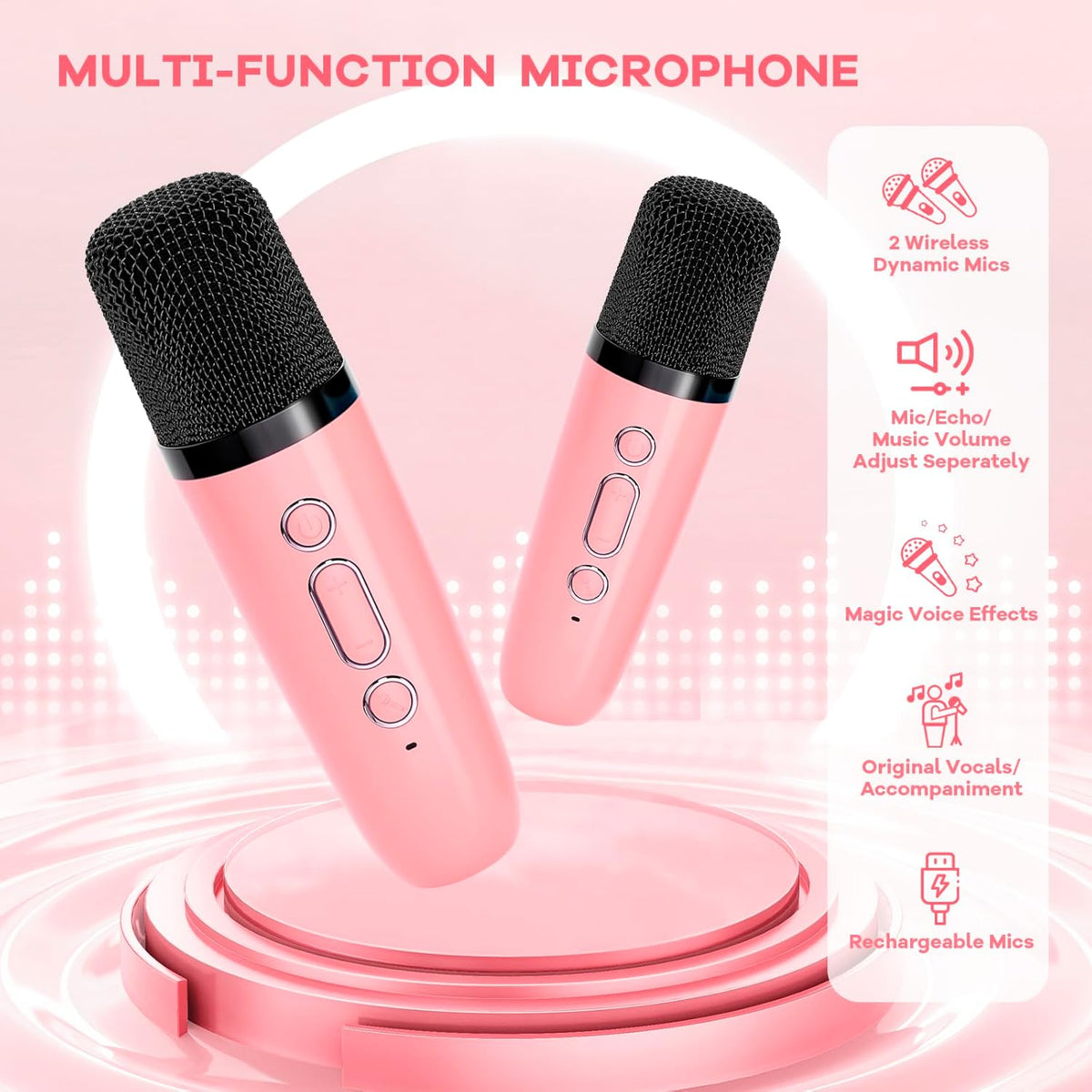 Niki | Veylo Portable Karaoke Speaker with 2 Wireless Mics
