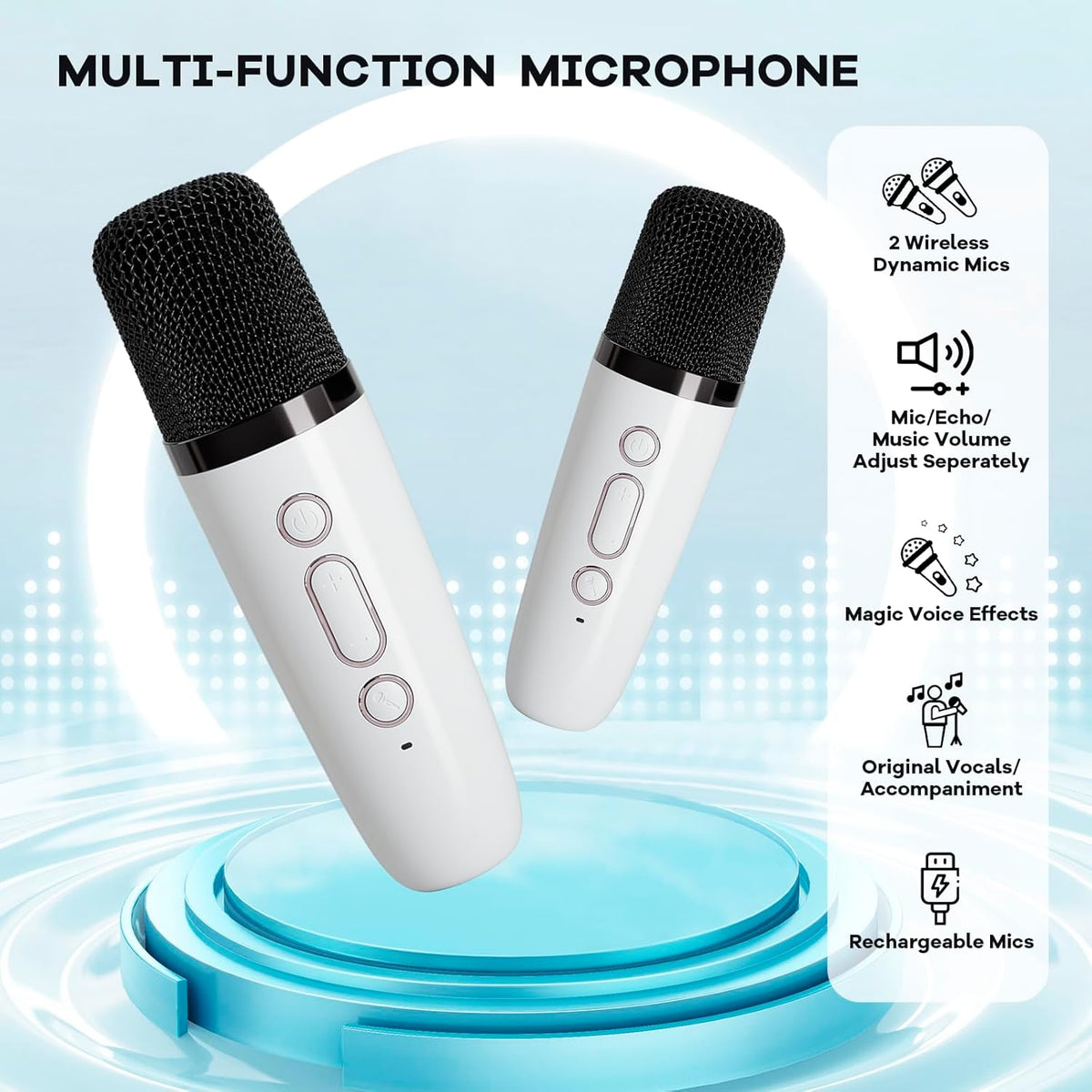 Niki | Veylo Portable Karaoke Speaker with 2 Wireless Mics