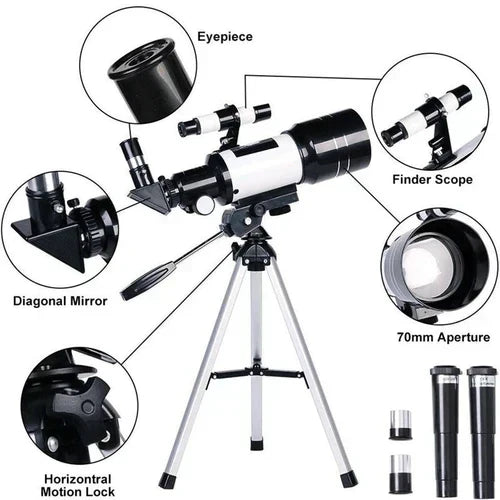 Niki | Astronomy Telescope | 70mm Aperture, 300mm Focus, Easy Setup