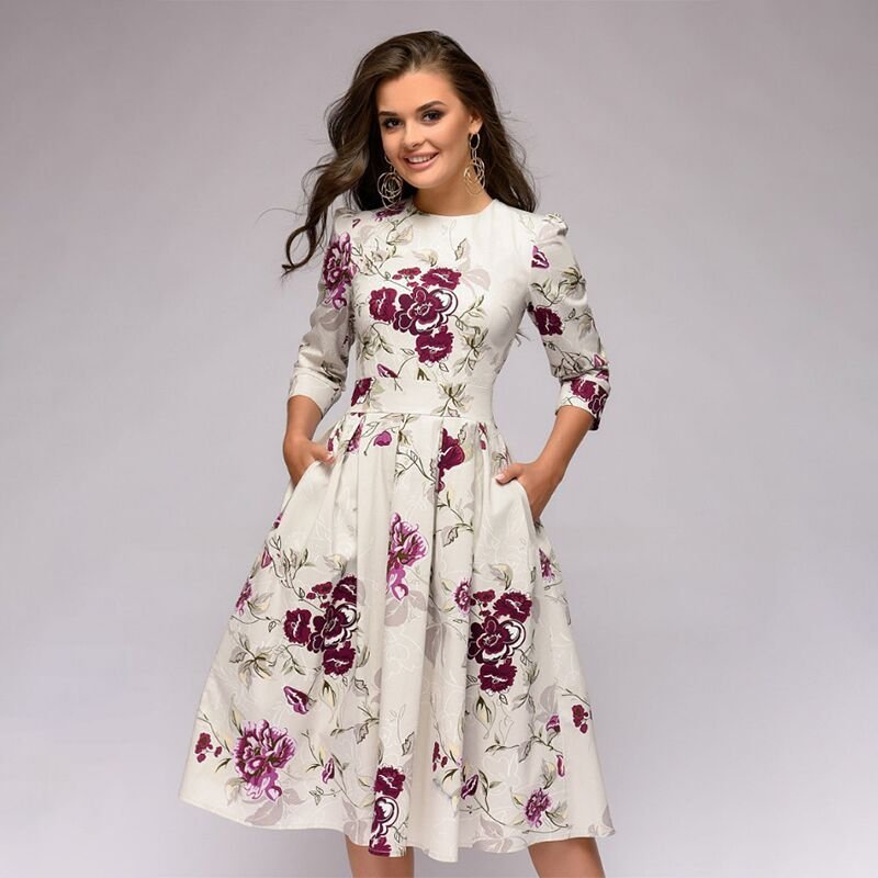 Niki | Elegant Floral Midi Dress