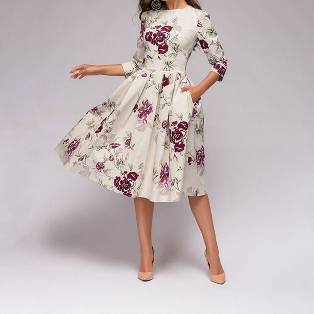 Niki | Elegant Floral Midi Dress